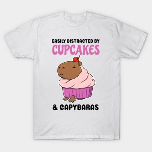 Easily Distracted by Cupcakes and Capybaras T-Shirt